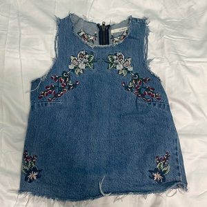 Denim Tularosa top with embroidery details